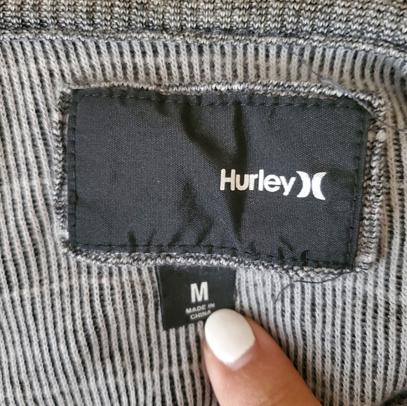 Hurley Men's Striped Hoodie Gray Beachy Lagenlook - Picture 6 of 6